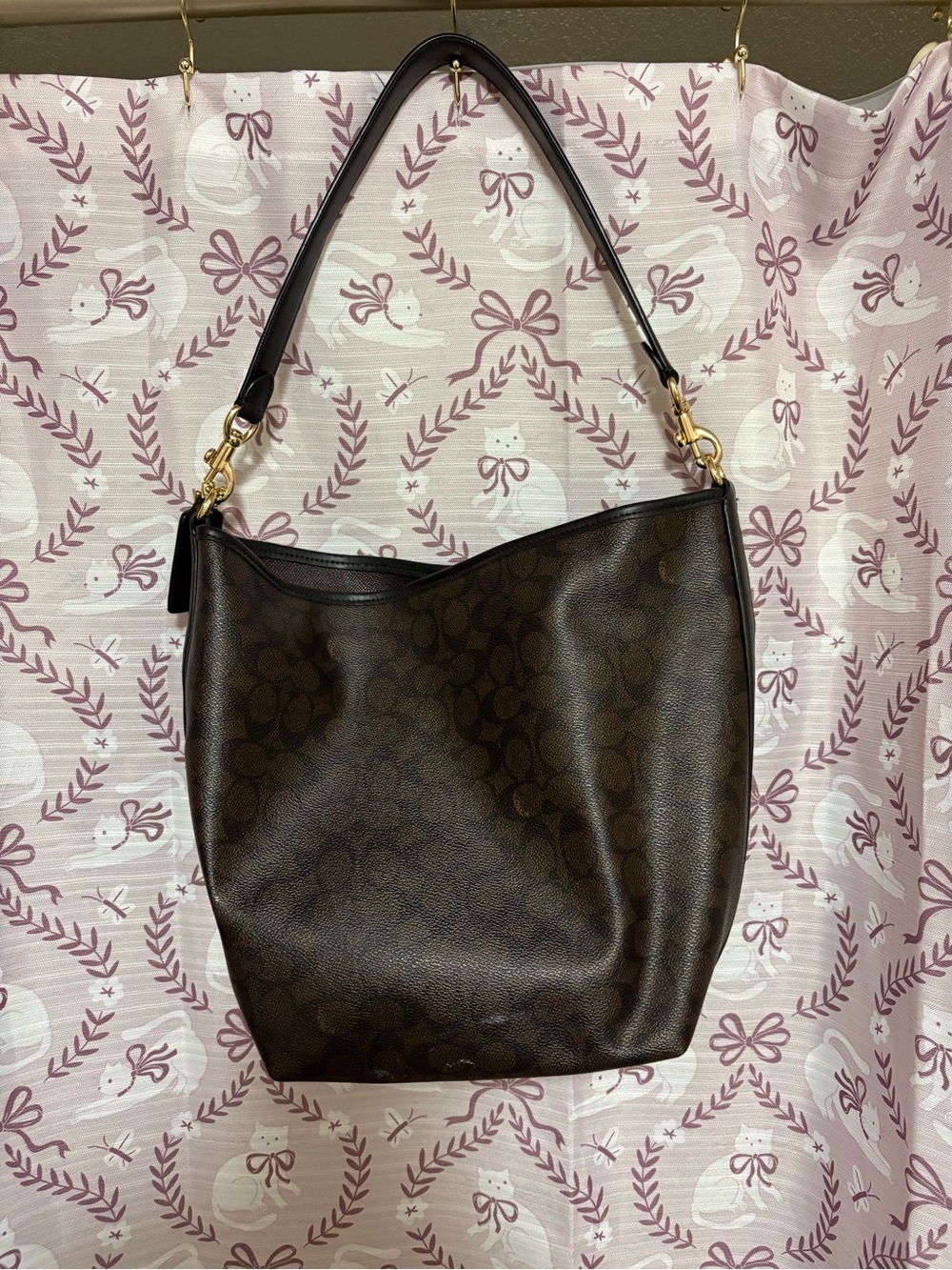 Coach Dark Brown Signature Canvas Hobo with Gold Hardware - Picture 2 of 3
